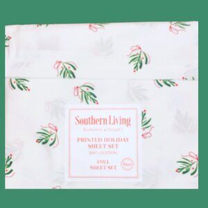 Southern Living Christmas Mistletoe Sheet Set Full Size 400 Thread Count